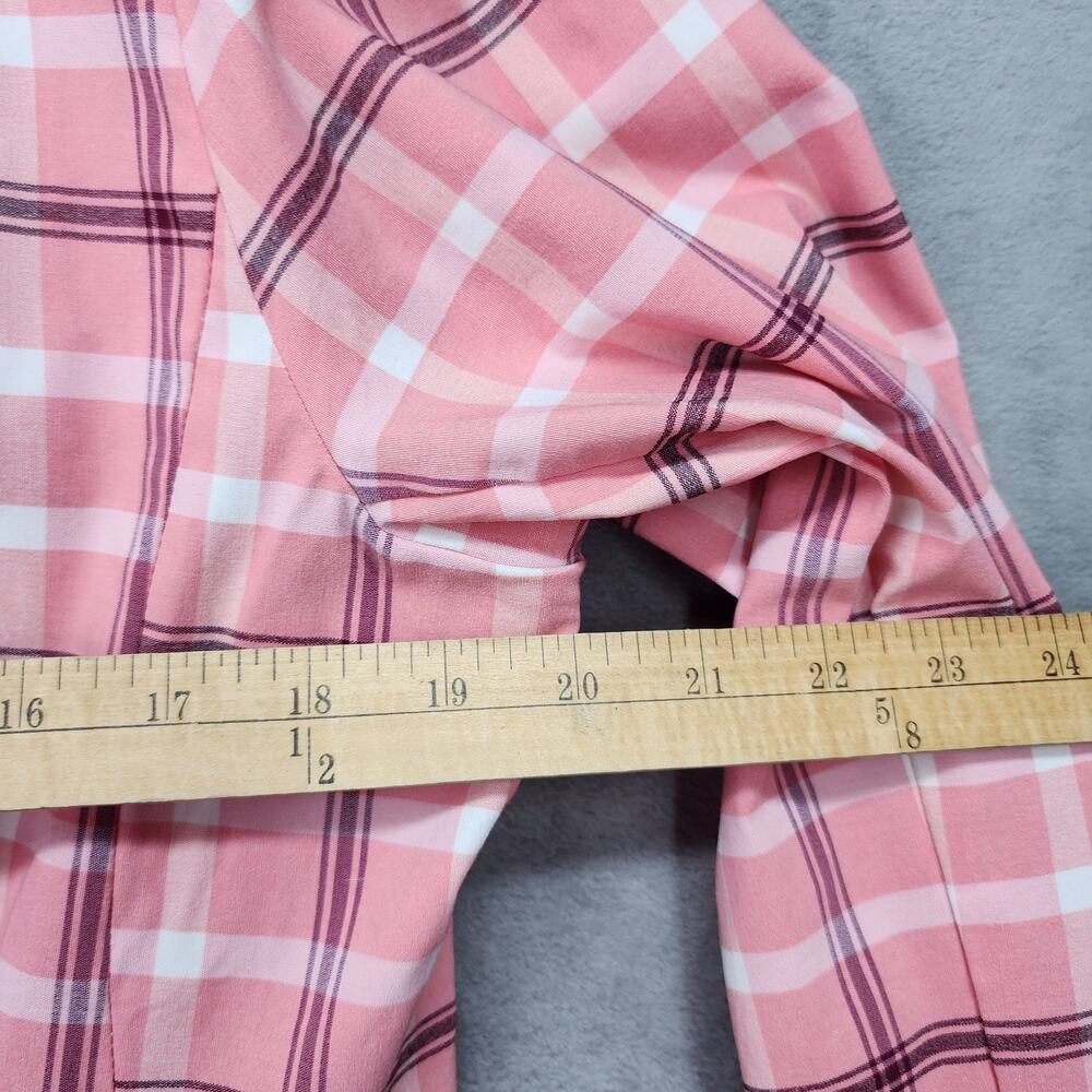 NWT Ashley Stewart Blazer Women 12 Pink Plaid Stretch Button Jacket Work Career - Picture 10 of 12